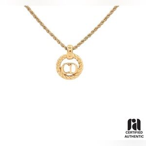 CHRISTIAN DIOR Gold Pendant Necklace IN EUC